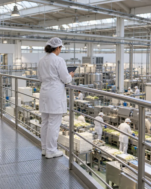 Production manager preparing draft rotas on a tablet from the factory walkway with TramitApp
